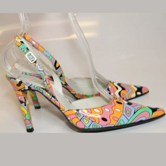 Stuart Weitzman Womens 7 M Patent Leather Slingbacks Spain Made Heels - Picture 3 of 11